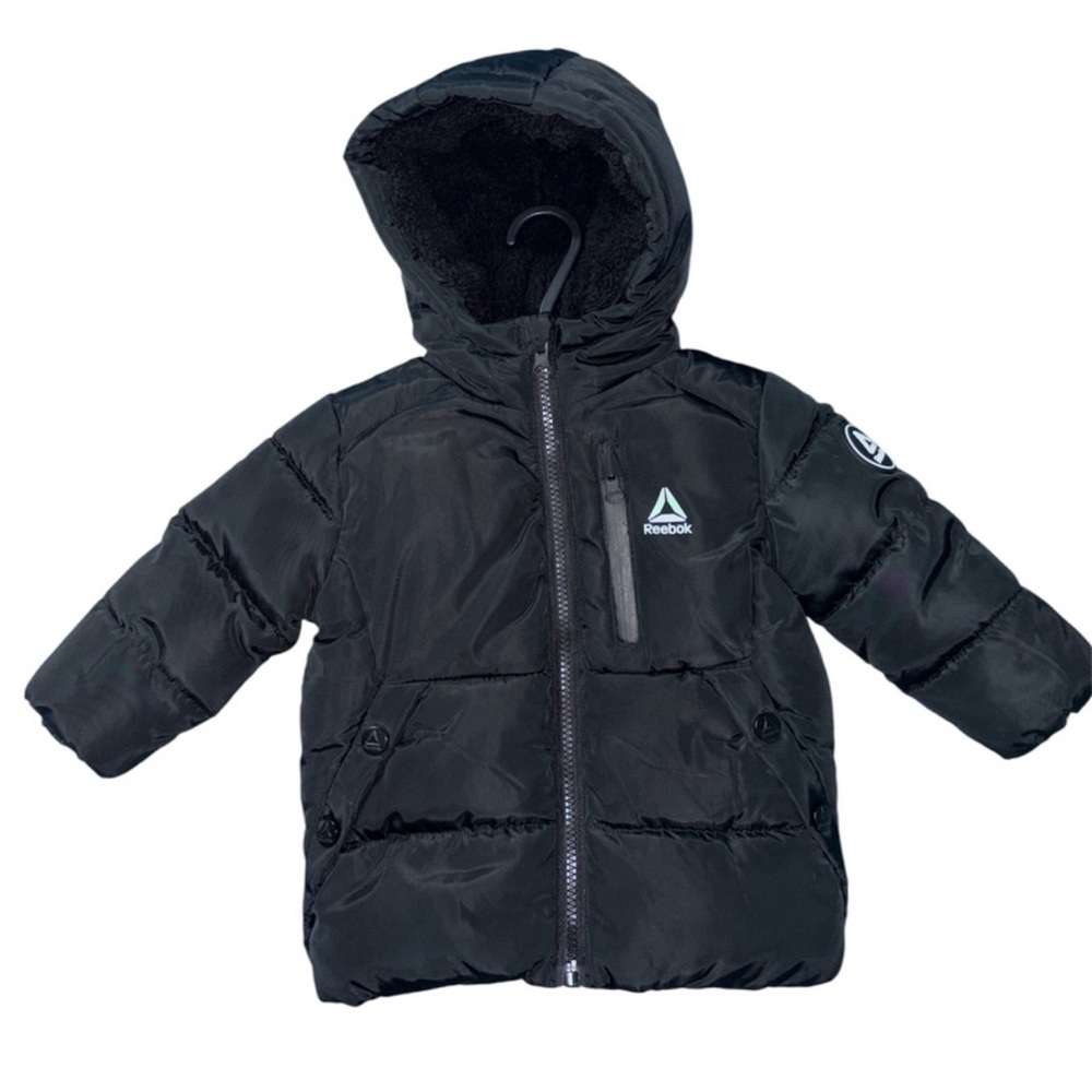 EUC Reebok Black Puffer Coat/Bomber‎ Jacket Toddler Size 12M